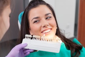 Woman smiling in dental chair