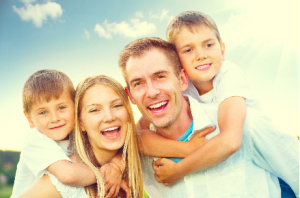 Young family smiling