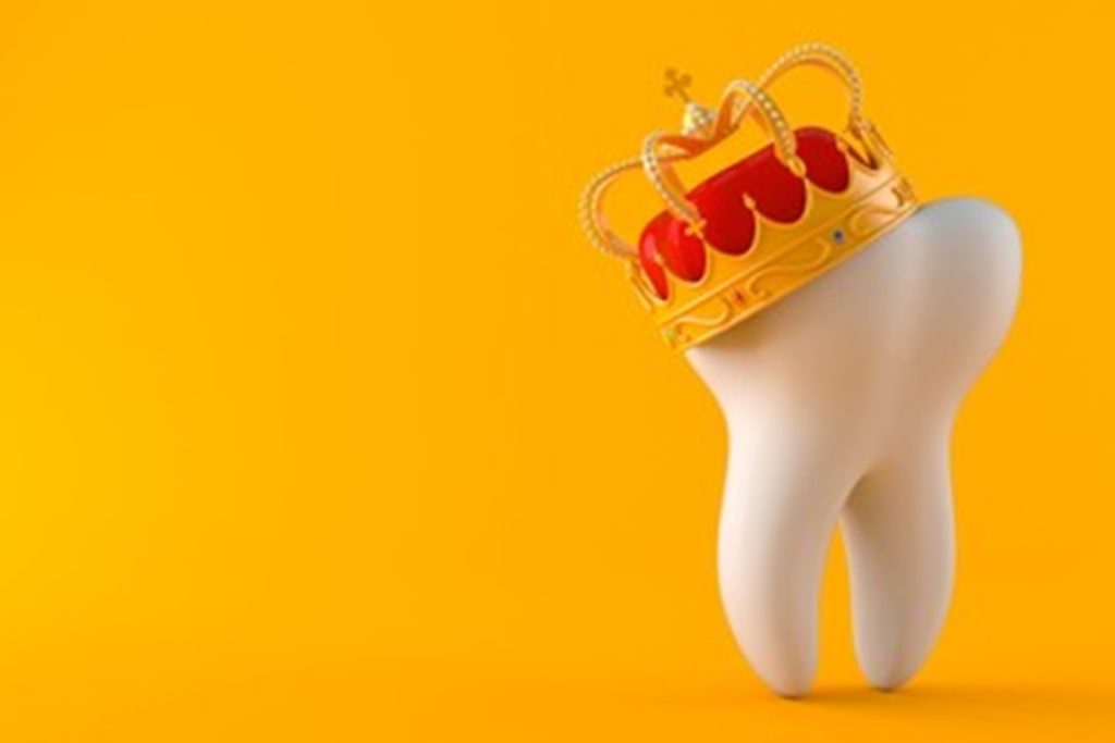 Illustration of a tooth wearing a crown.